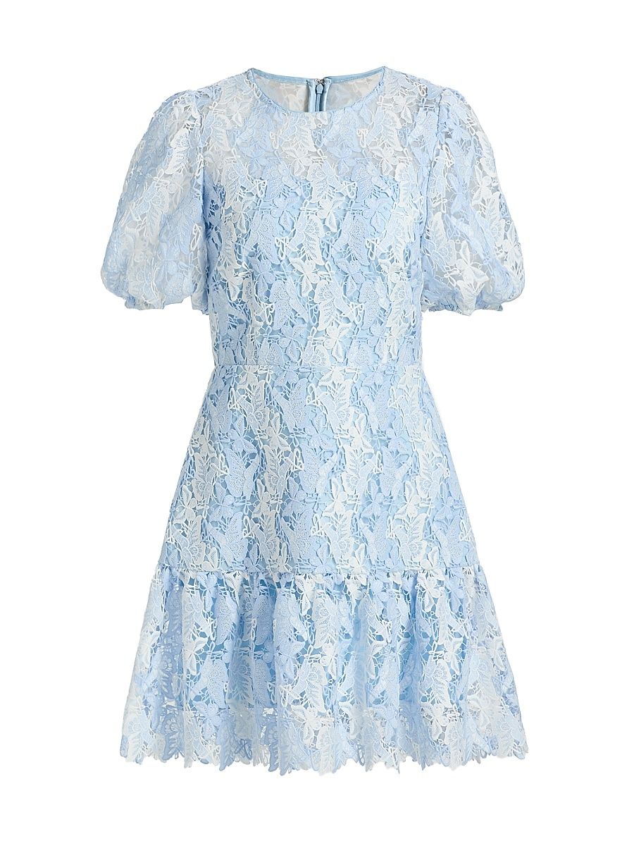 Women's Yasmin Butterfly Lace Minidress - White Blue - Size 12