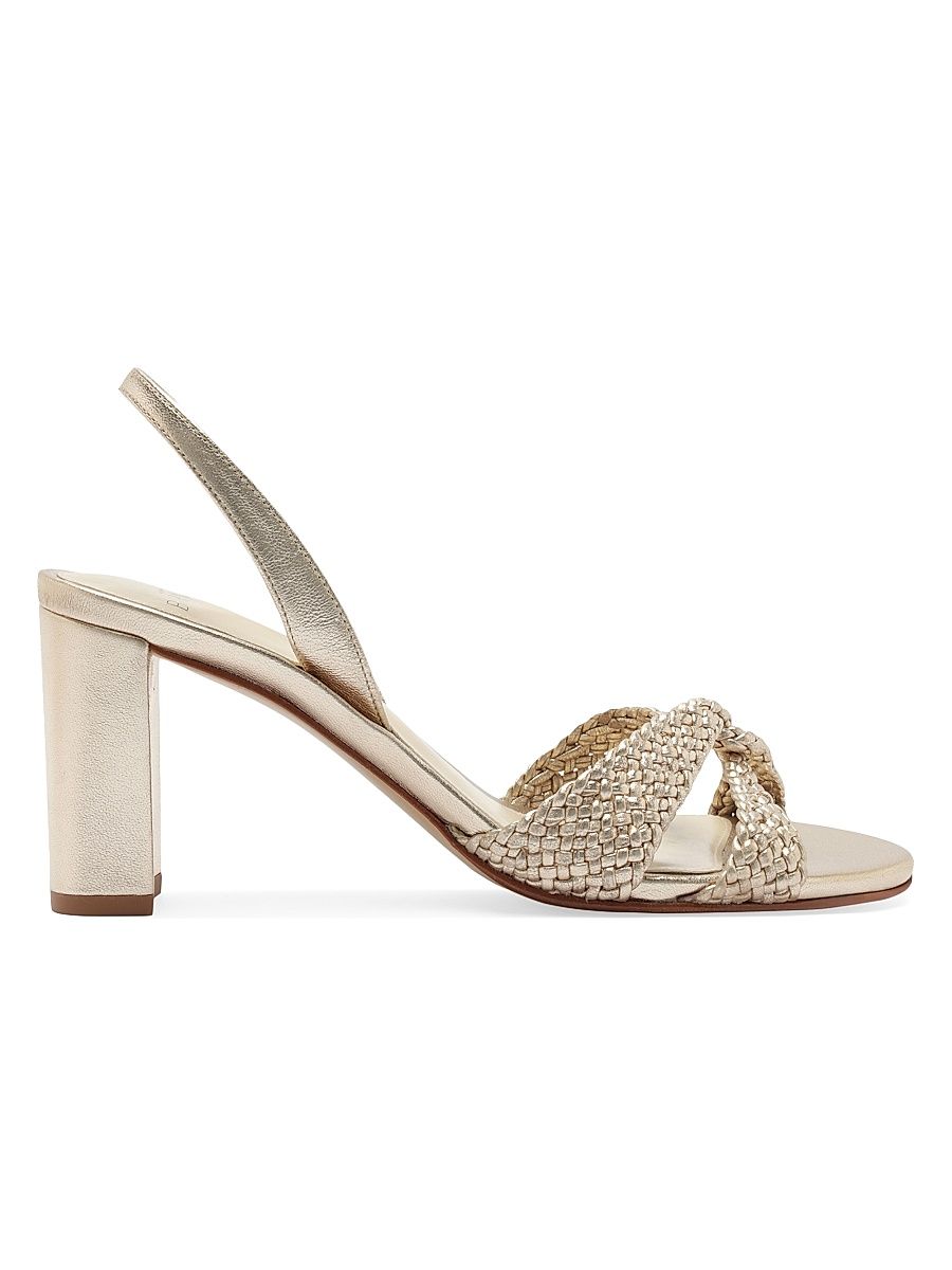Women's Sabrina 75MM Braided Leather Slingback Sandals - Golden - Size 5