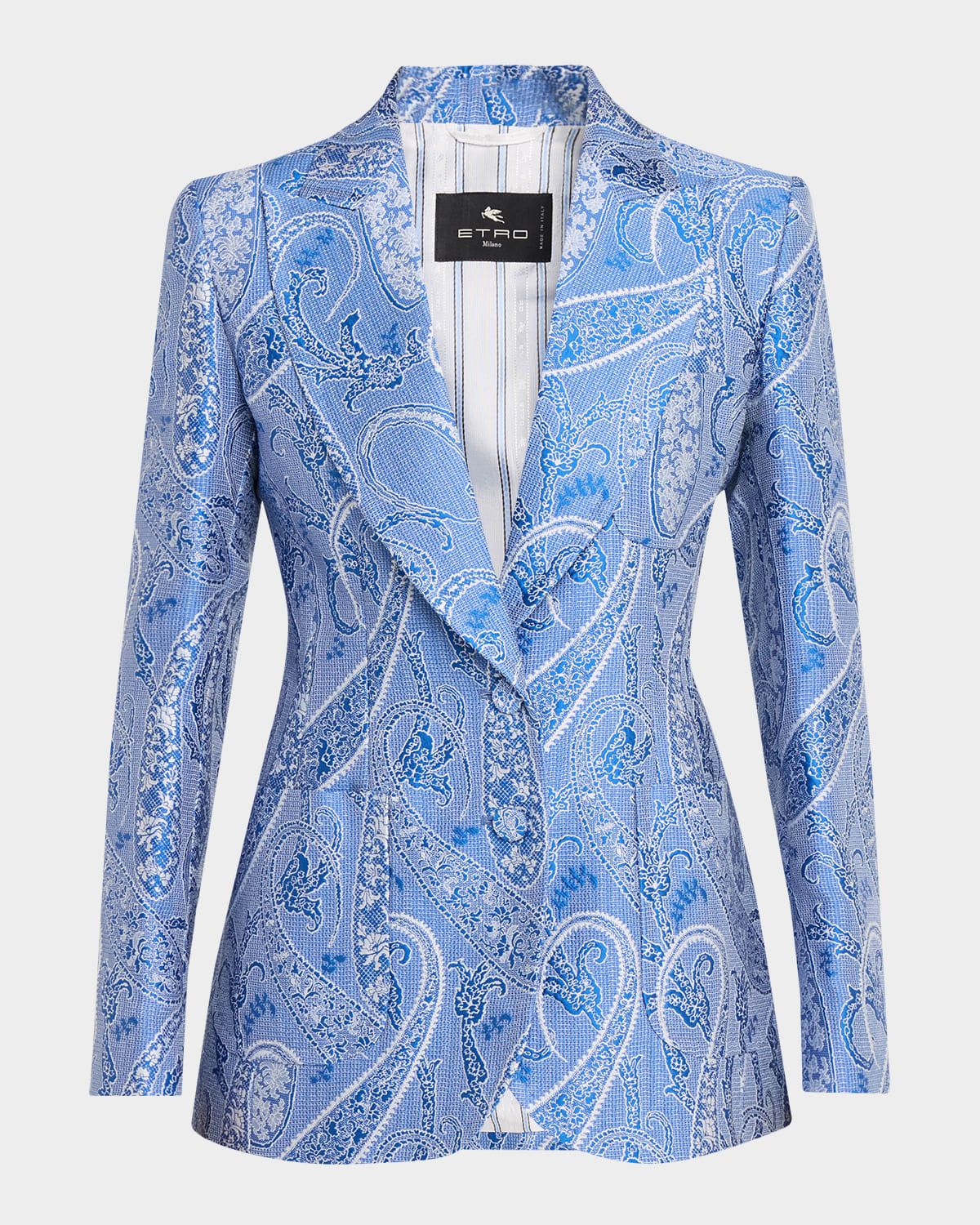 Paisley Jacquard Single-Breasted Jacket