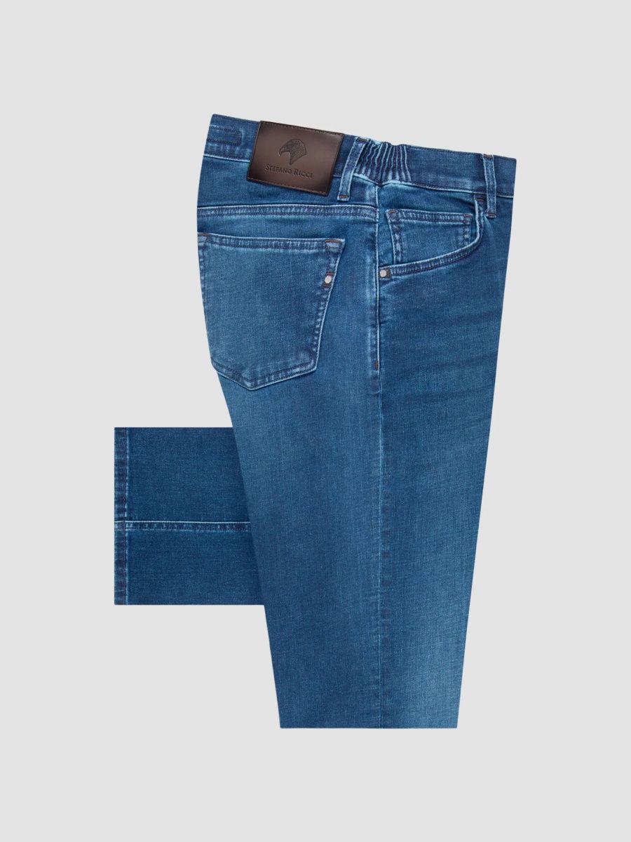 Stefano Ricci Men's Cotton Blend Tapered Jeans - Blue - Size 38