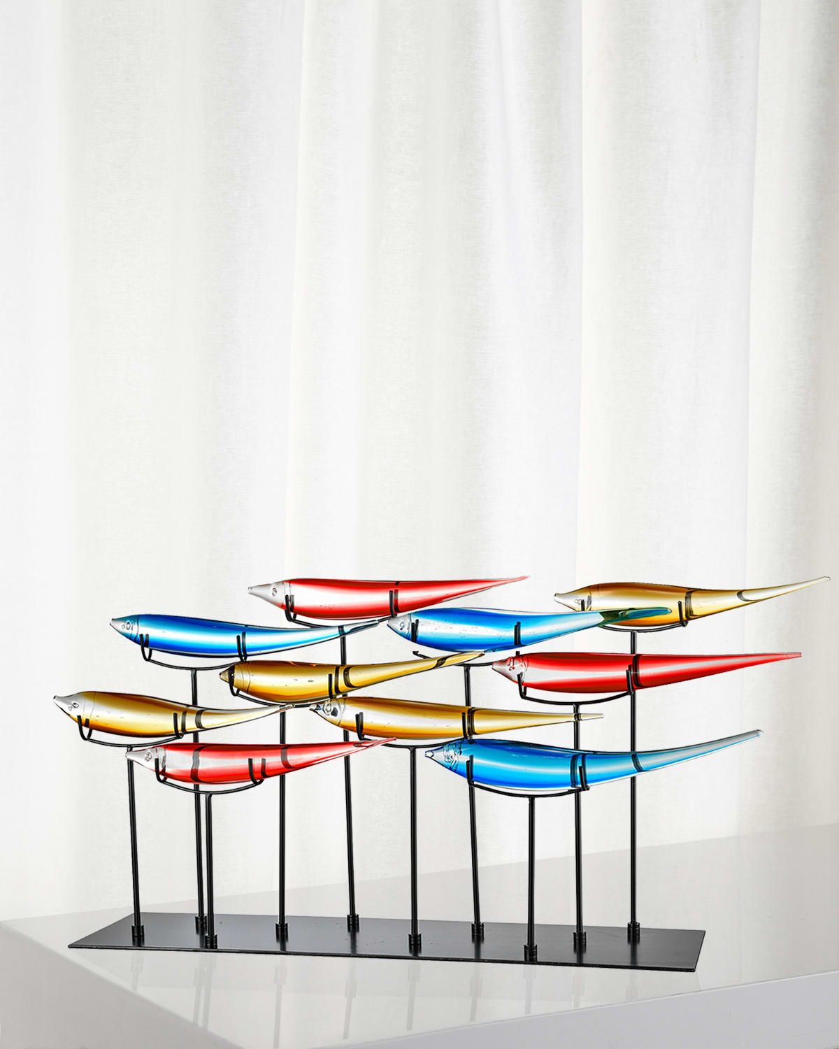 Decorative 10 Multicolor Fish Art Glass Figurine