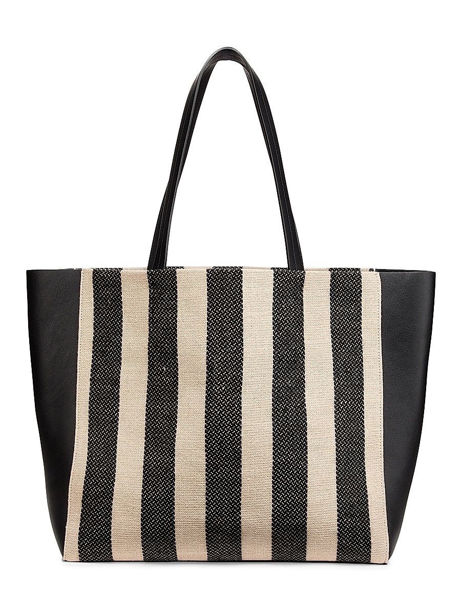 Women's Medium Keith Striped Tote Bag - Black Natural Stripe
