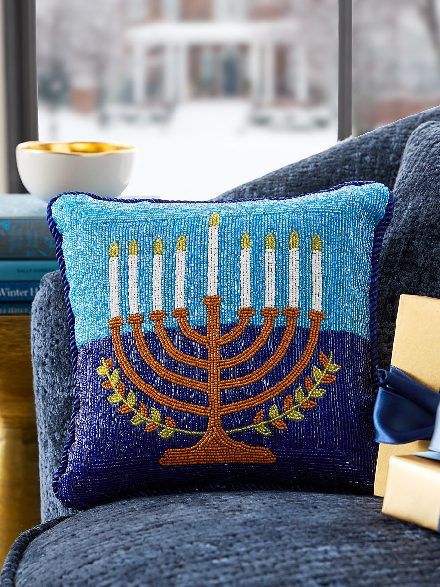 Sudha Pennathur Menorah Radiance Beaded Pillow