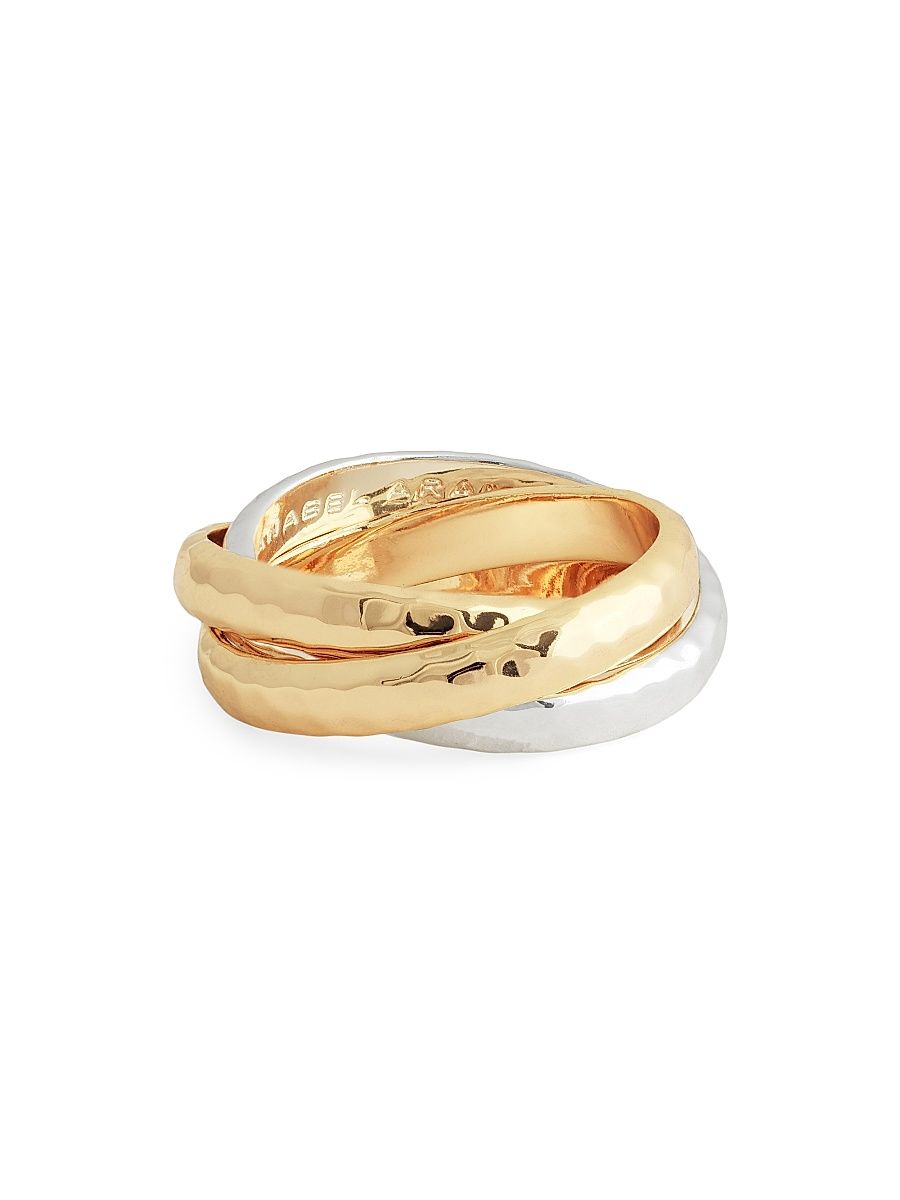 Women's Farrier 18K Gold-Plated & Sterling Silver-Plated Triple Band Ring - Gold Silver - Size 5