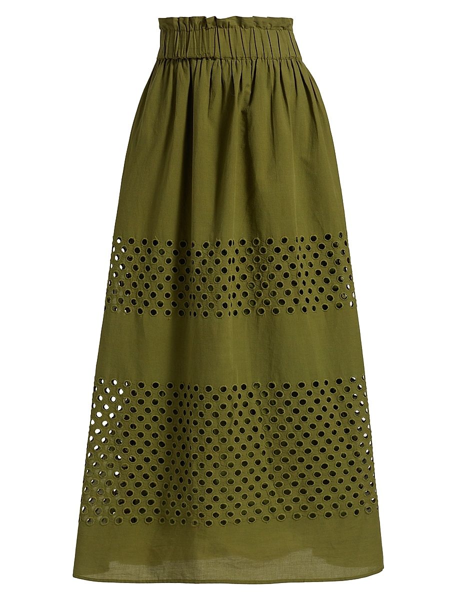 Women's Draper Eyelet Mesh Maxi Skirt - Pesto - Size Medium