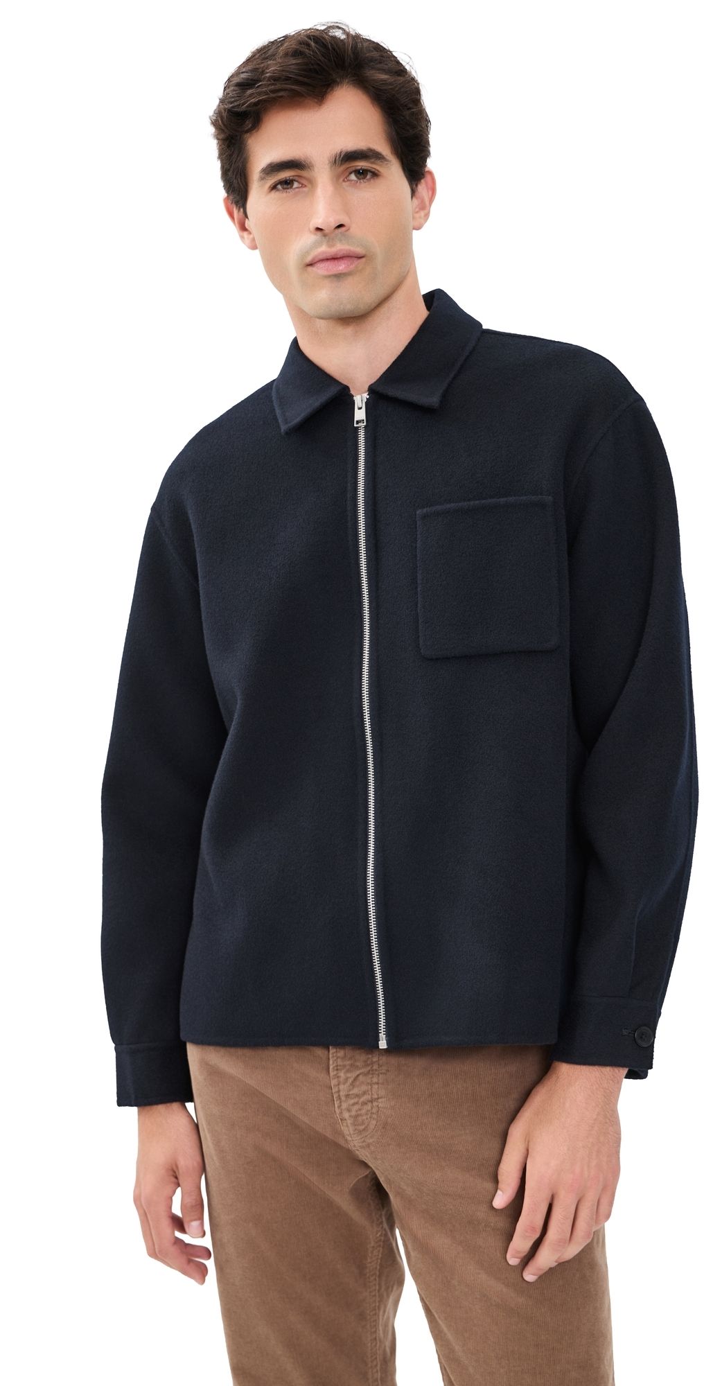 FRAME Double Face Wool Zip Shirt Jacket Dark Navy S