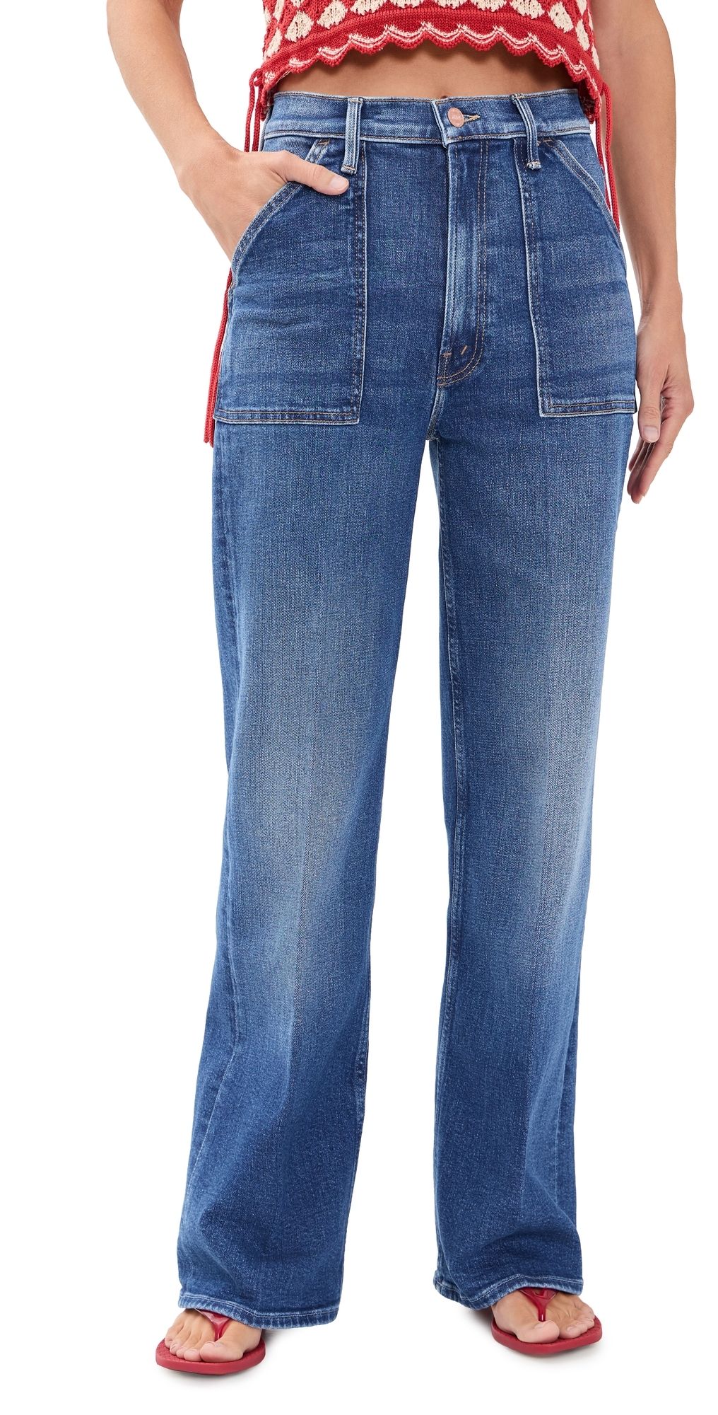 MOTHER Petite Lil Patch Maven Sneak Jeans Spare Me The Drama 30