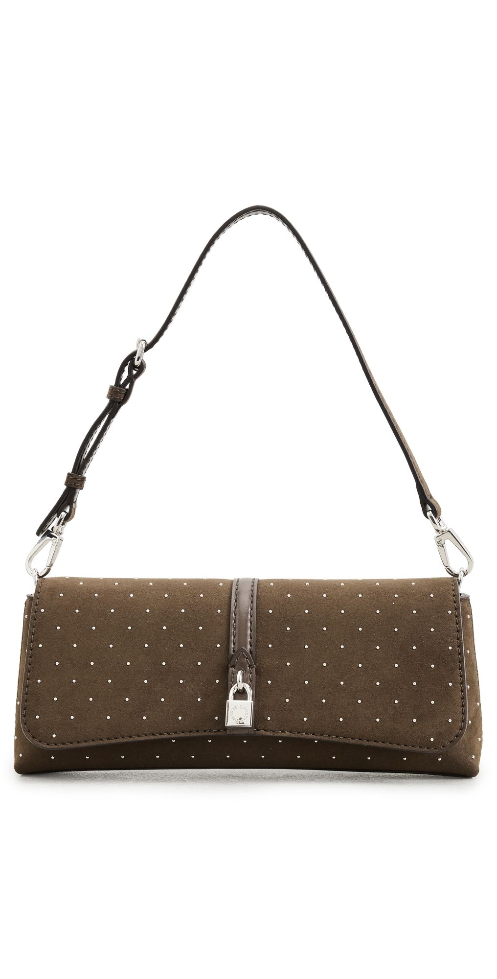 Stella McCartney Ryder Pochette Shoulder Bag In Studded Alter Suede Moka One Size