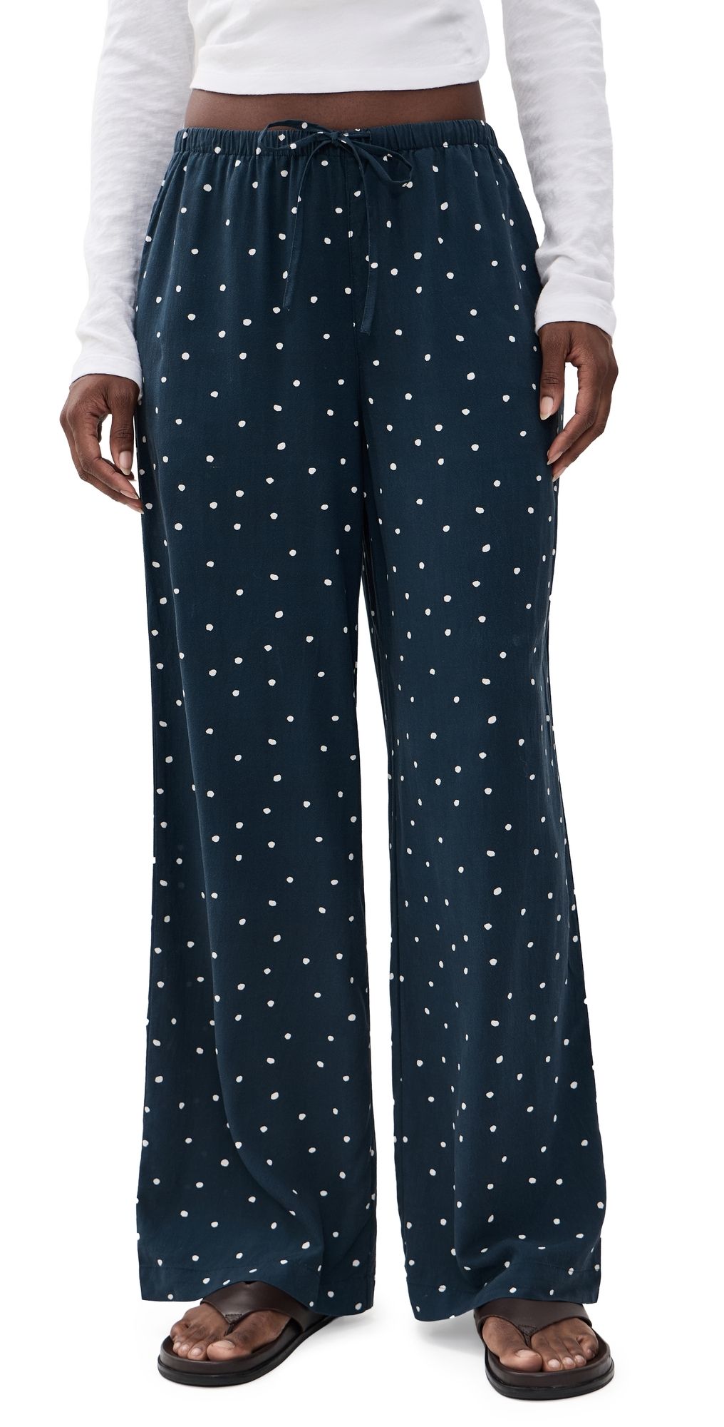 Marine Layer Drawstring Pants Navy Polka Dot M