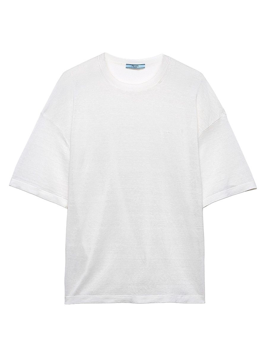 Women's Short-Sleeved Linen T-Shirt - White - Size 0