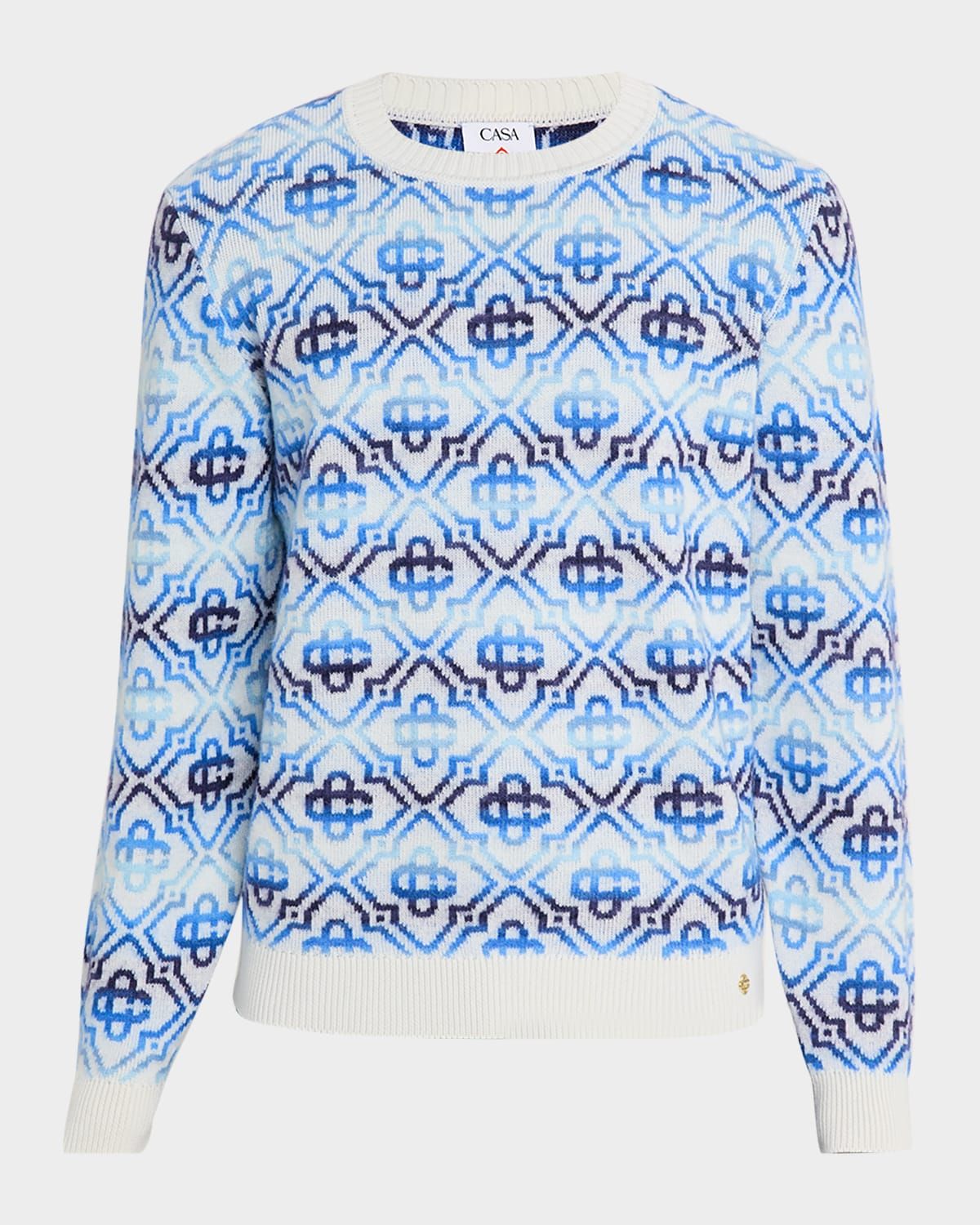 Men & apos;s Space Dye Monogram Knit Crewneck Sweater