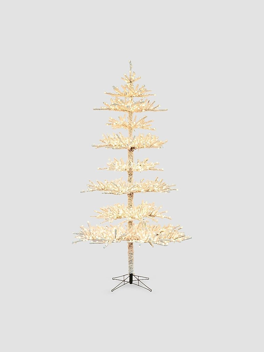 Holiday Newness 9' Flocked Twig Faux Pine Tree