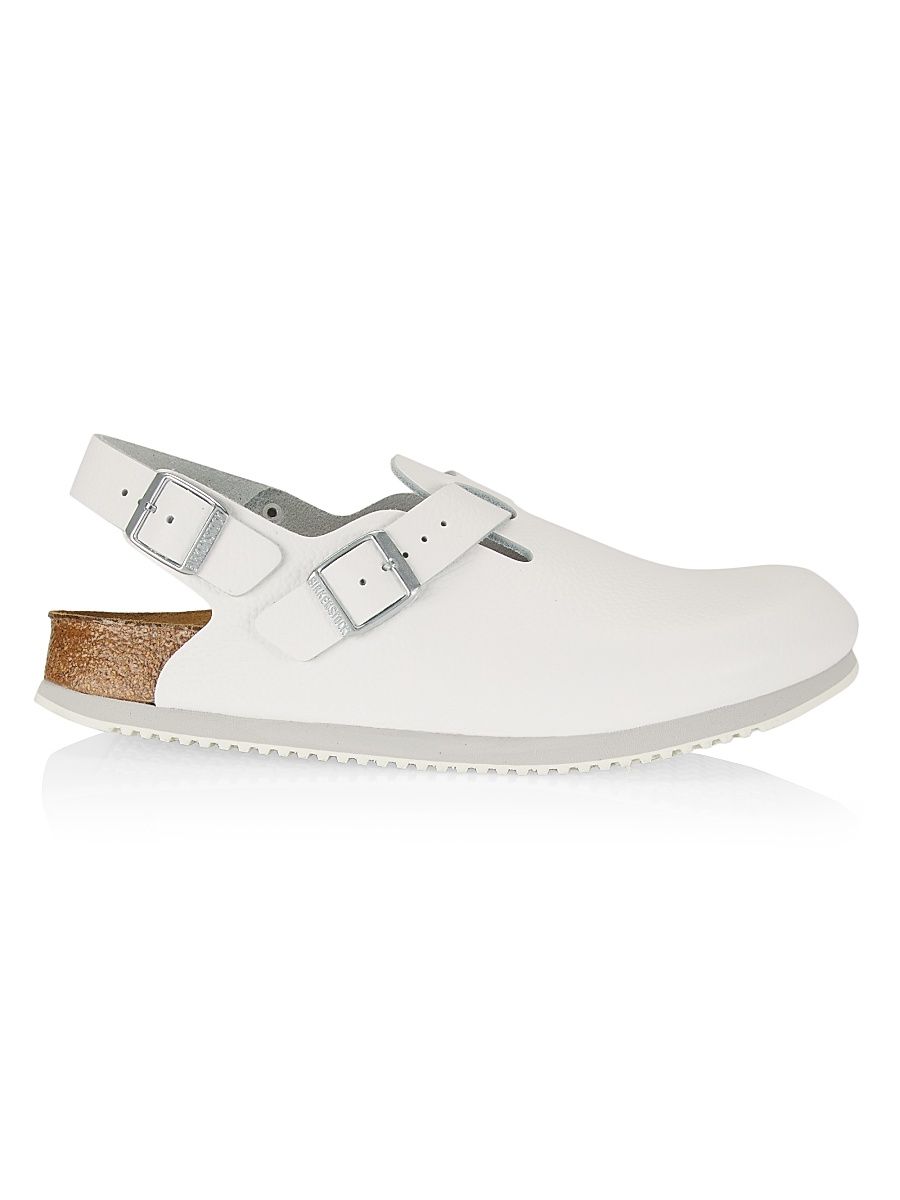 Men's Tokio Leather Big Buckle Clogs - White - Size 11