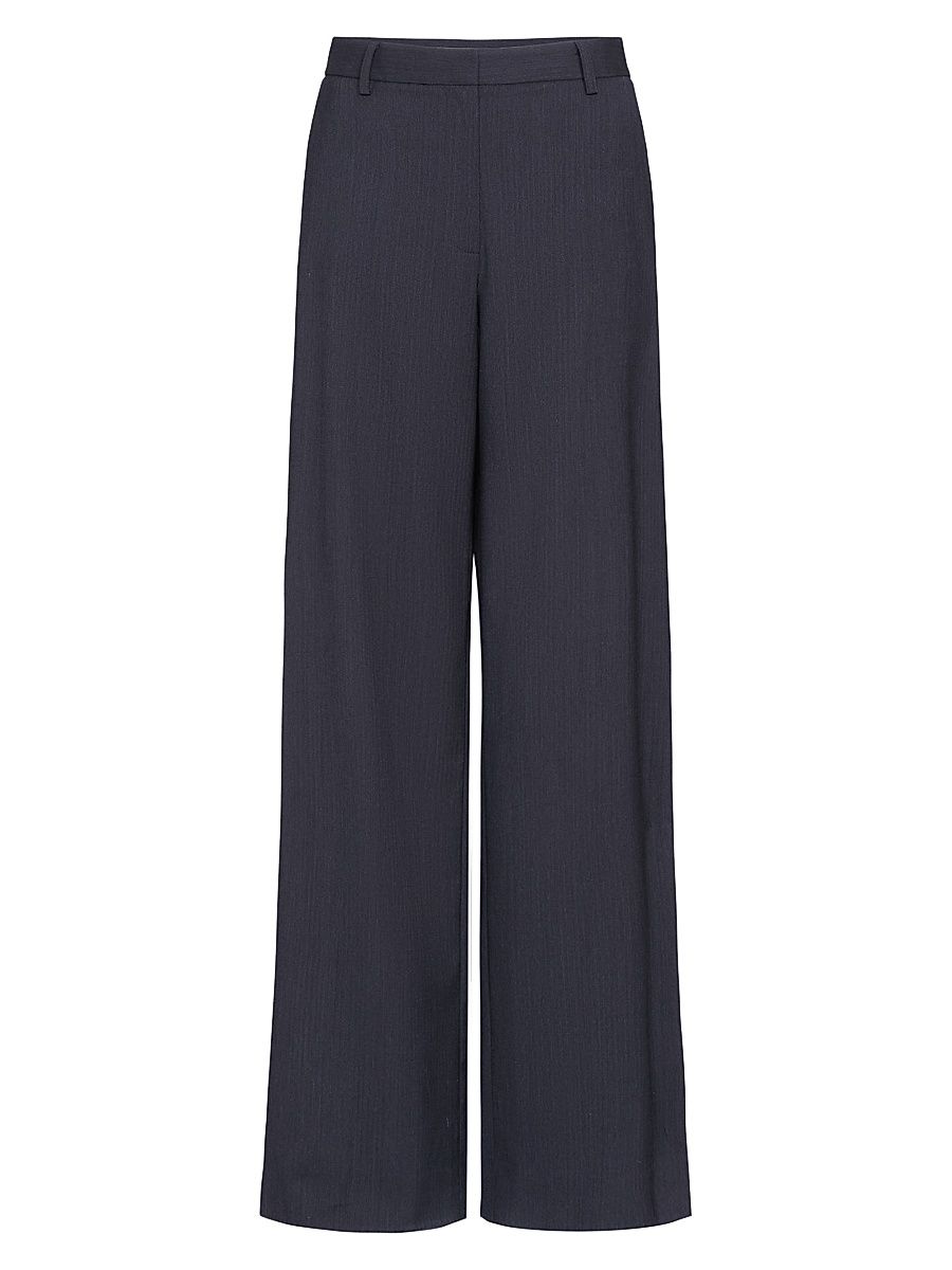 Women's Downing Wool Wide-Leg Pants - Charcoal - Size 6