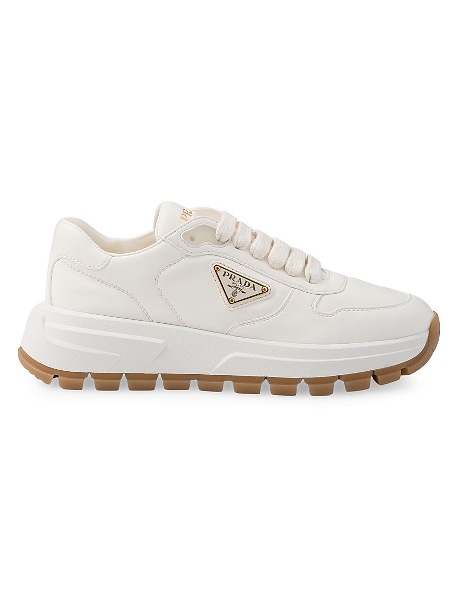 Women's Leather Sneakers - Beige Khaki - Size 10