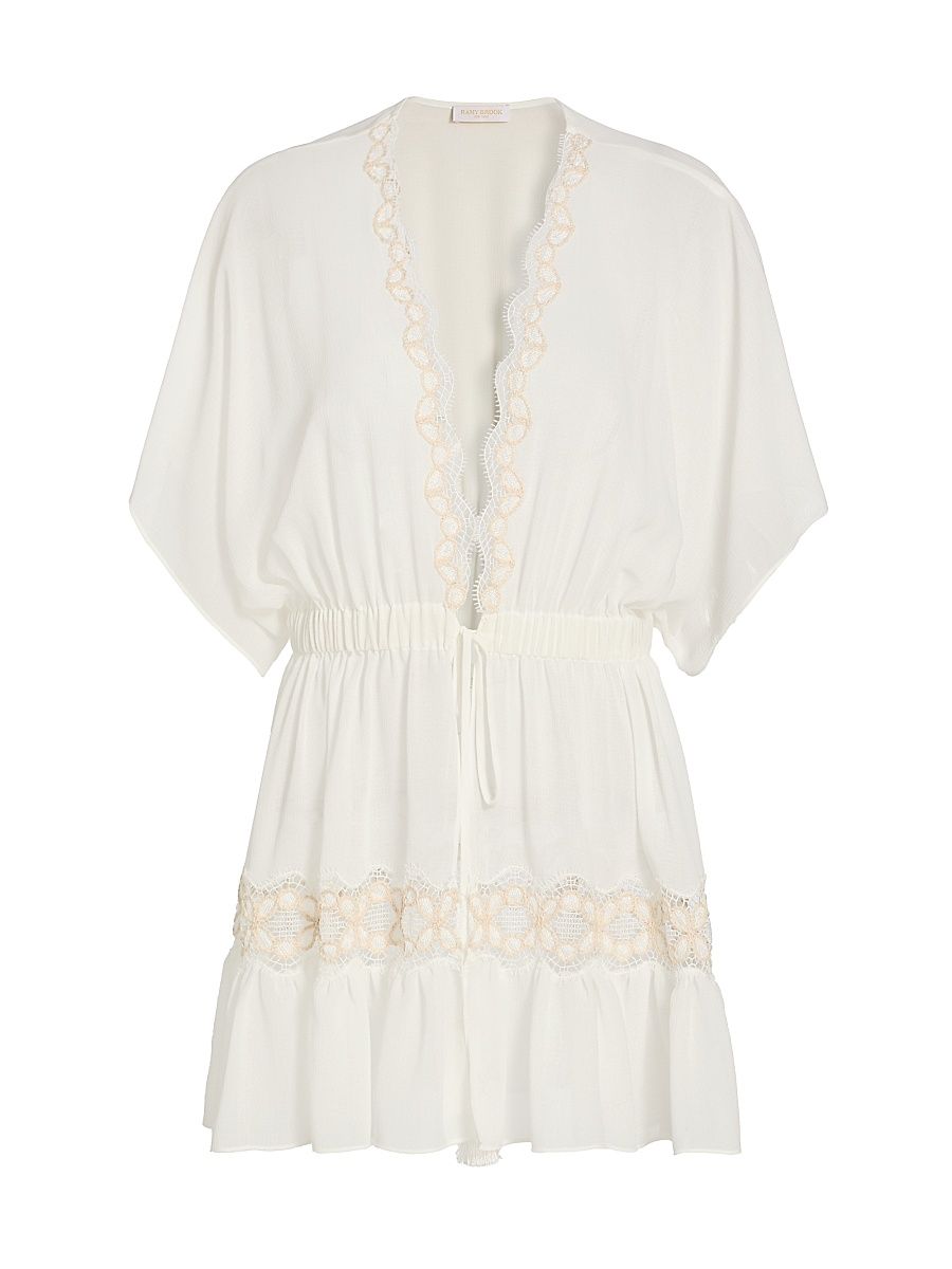 Women's Alisa Embroidered Lace Cover-Up Dress - White - Size XL