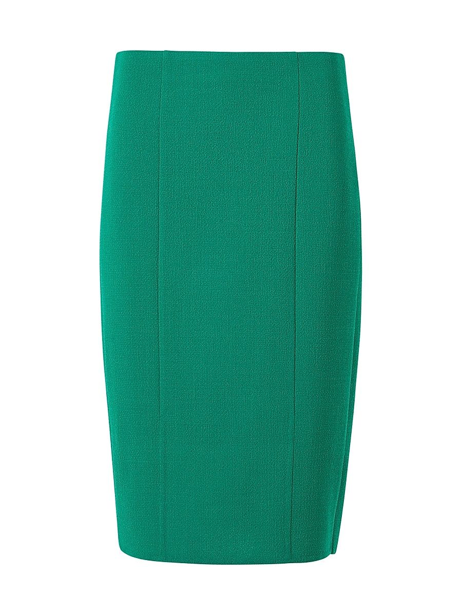Women's Double-Face Crepe Wool Pencil Skirt - Tourmaline - Size 10