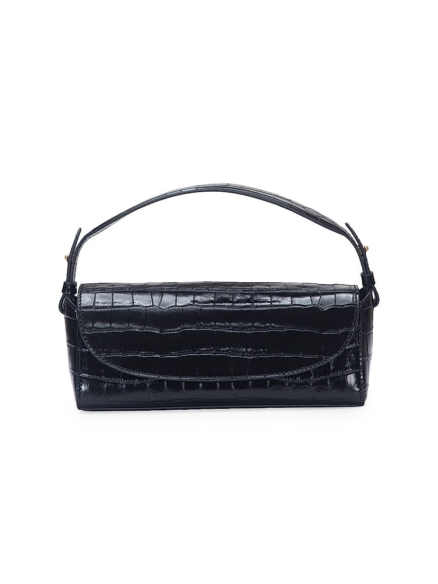 Women's Mini Sabrina Croc-Embossed Convertible Top Handle Bag - Black