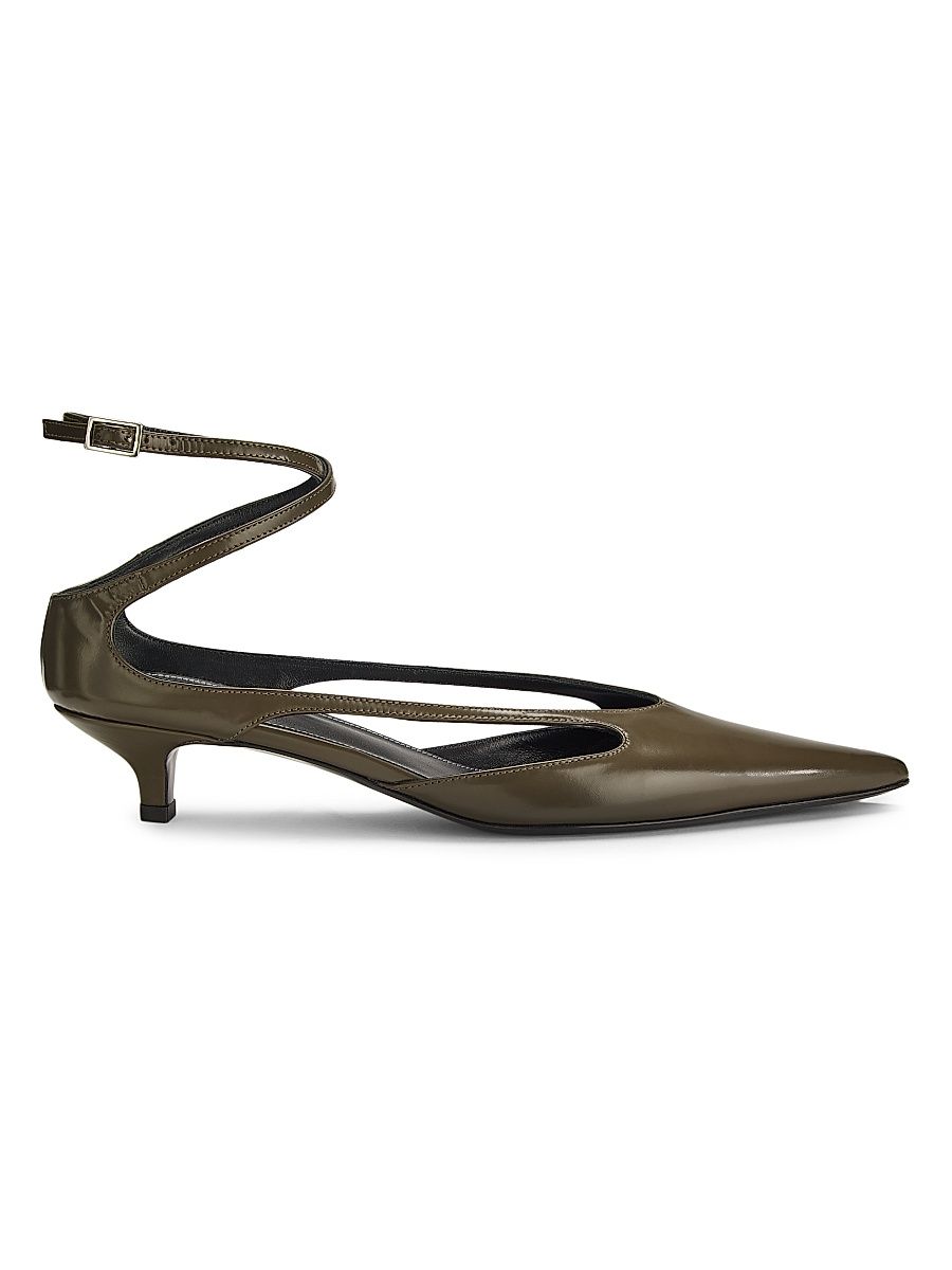Women's 40MM Leather Kitten-Heel Pumps - Pepper - Size 9