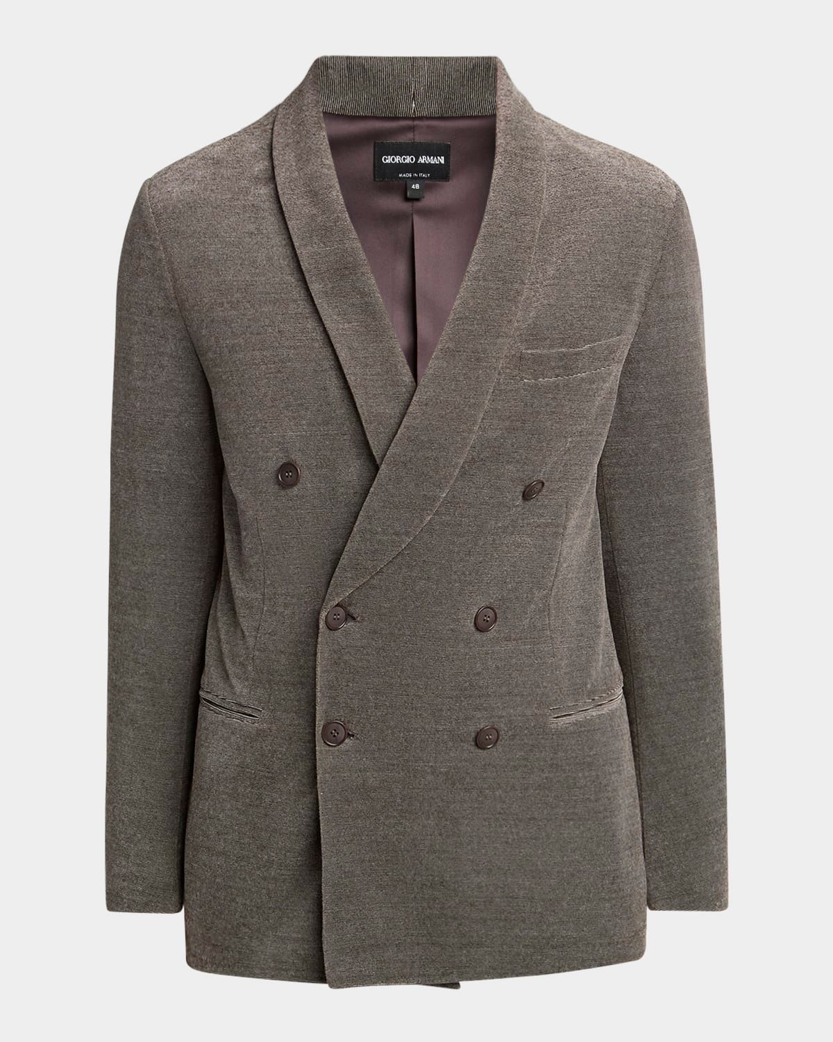 Men & apos;s Stripe Chenille Double-Breasted Shawl-Lapel Sport Coat