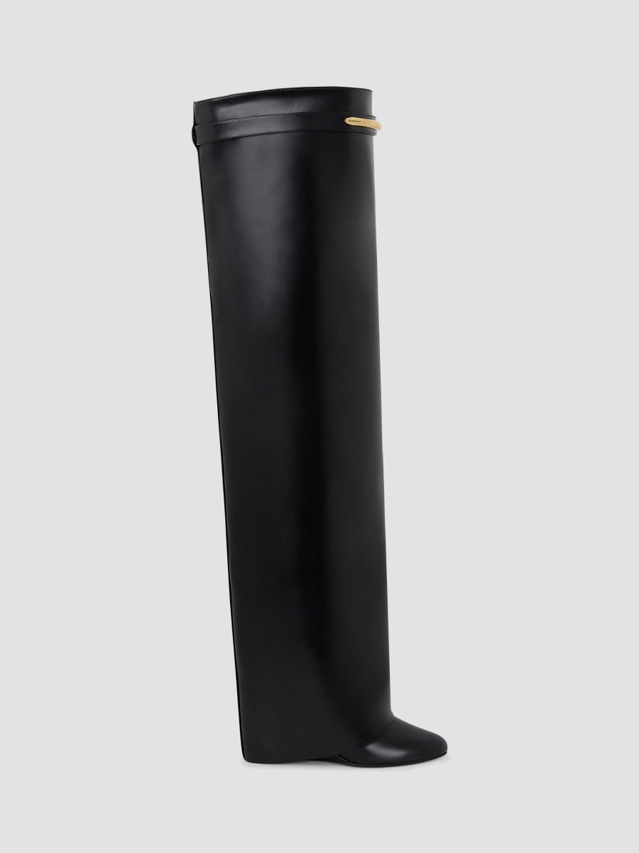 Givenchy Women's Shark Pinch Over-The-Knee Boots in Leather - Black Golden - Size 6