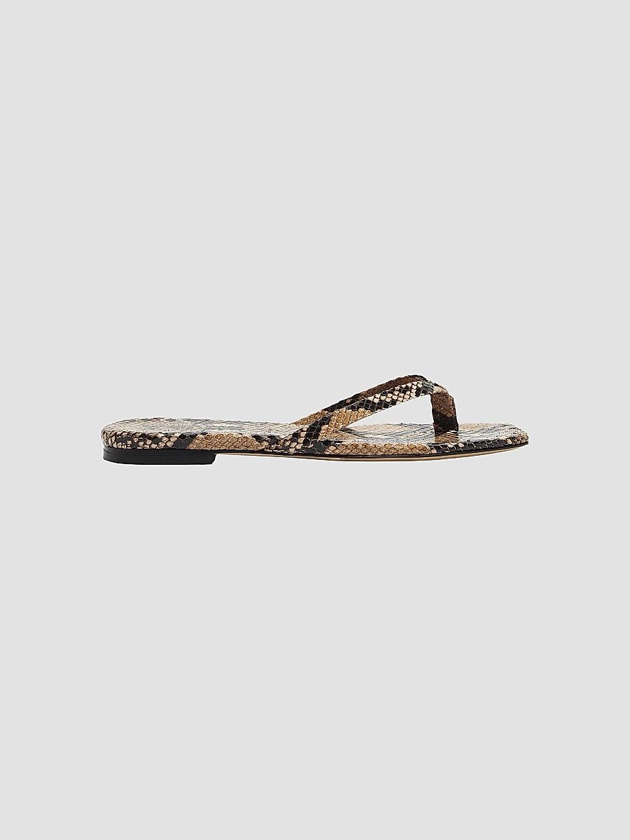 Women's Renee Snake-Embossed Leather Sandals - Hazelnut - Size 6