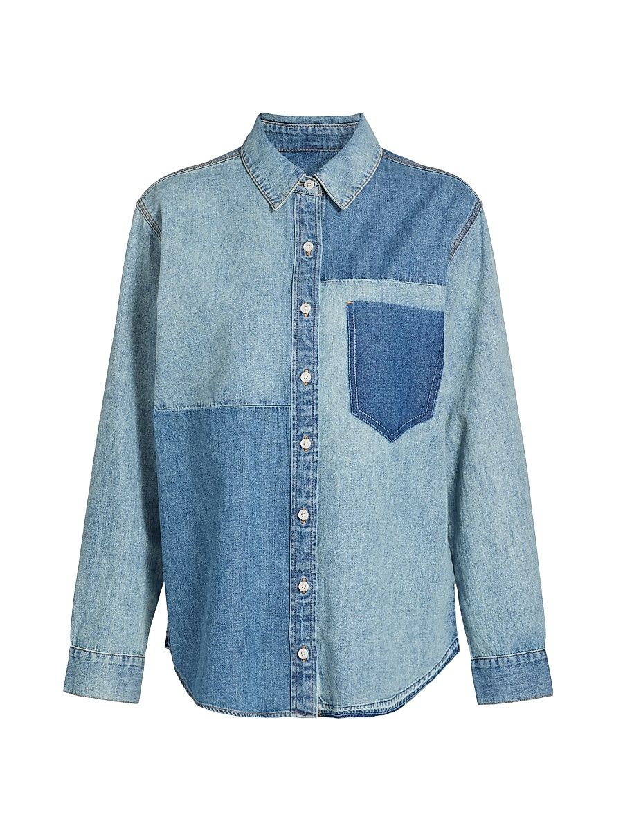 Women's Dalma Colorblocked Denim Shirt - Time Travel - Size 14