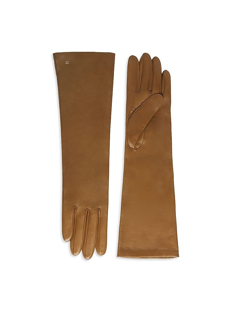Women's Long Nappa Leather Gloves - Tobacco - Size 7