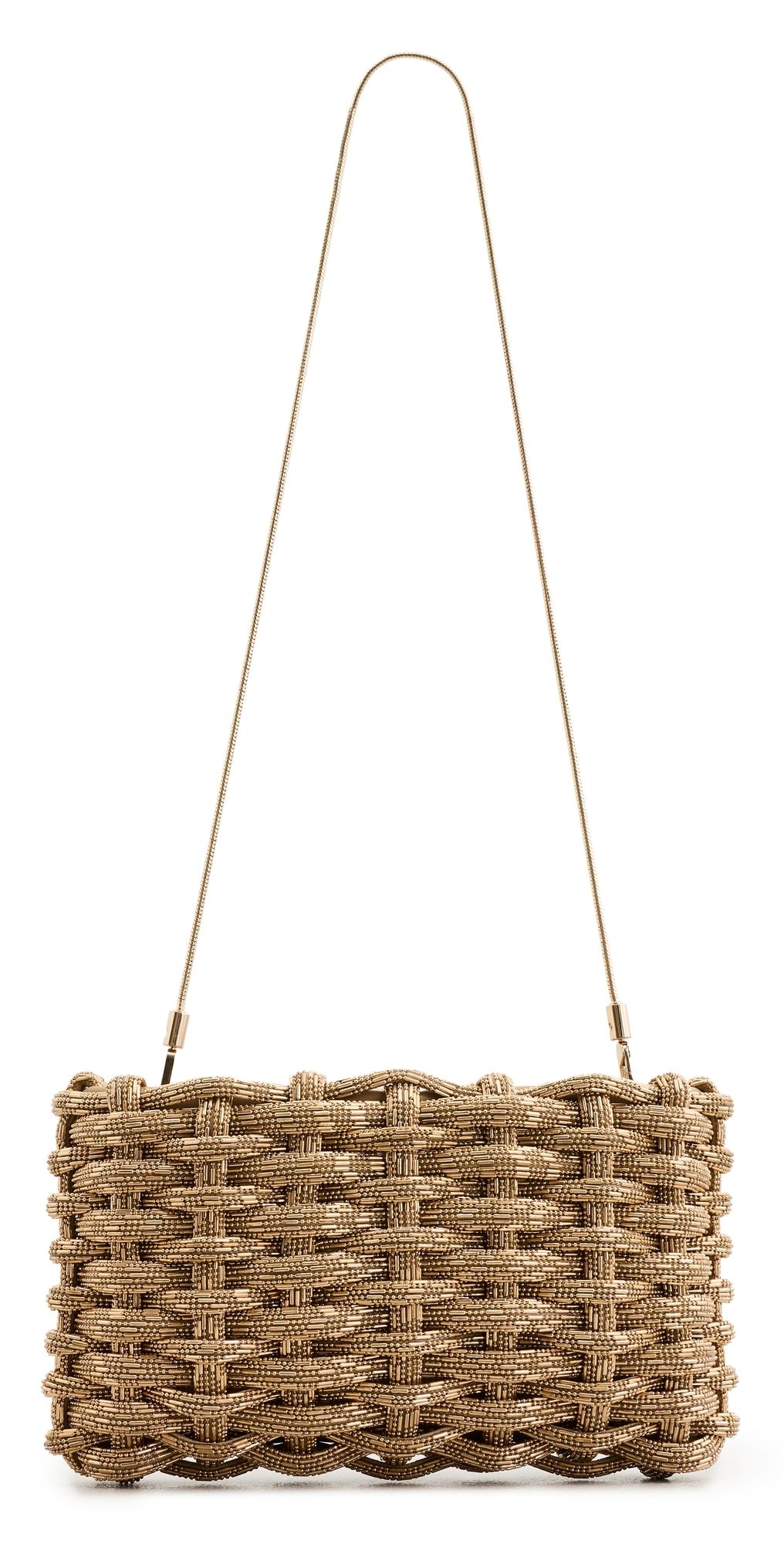 SIMKHAI Morgan Woven Clutch Gold One Size