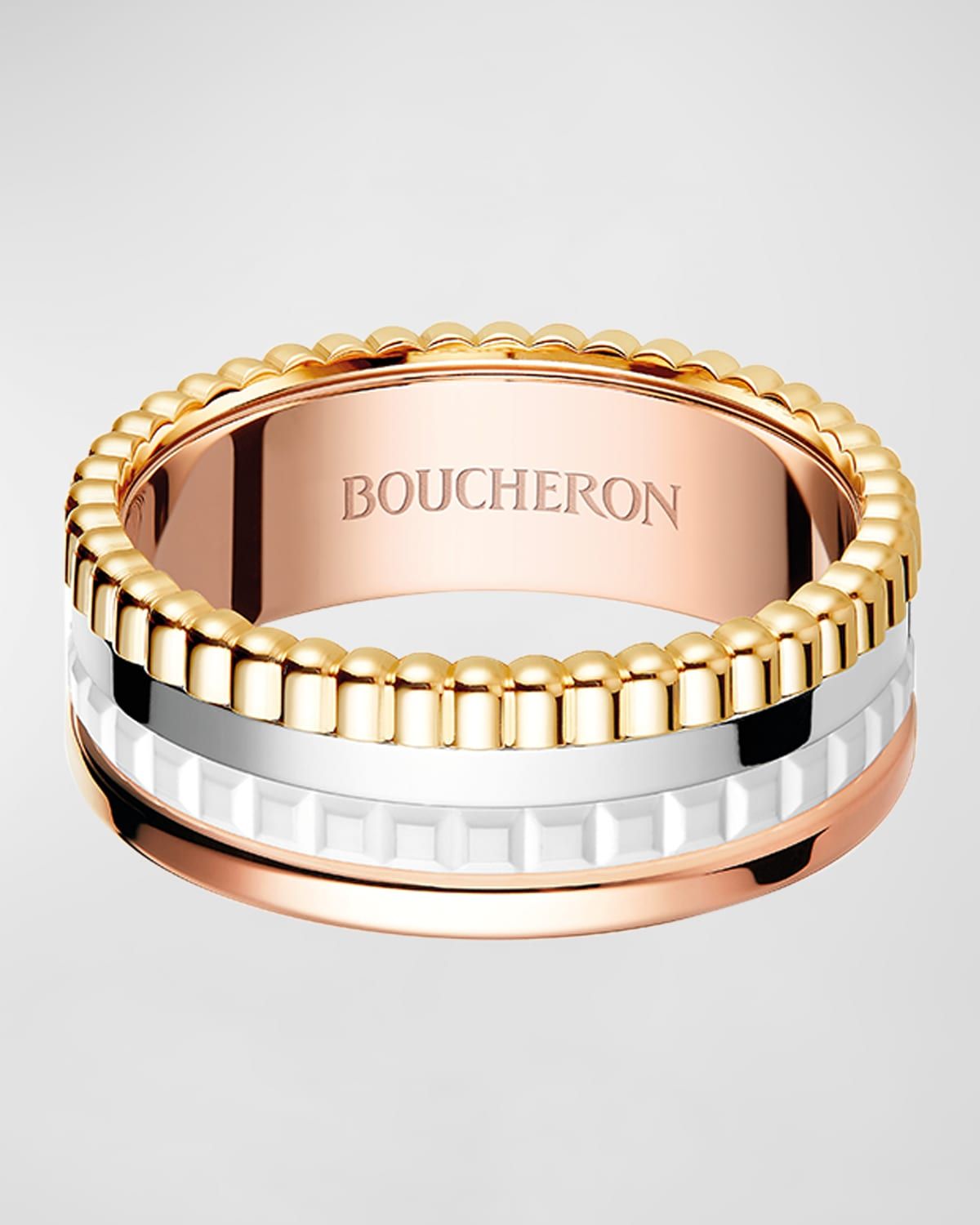 Quatre 18K Tricolor Gold Ceramic & Diamond Small Ring