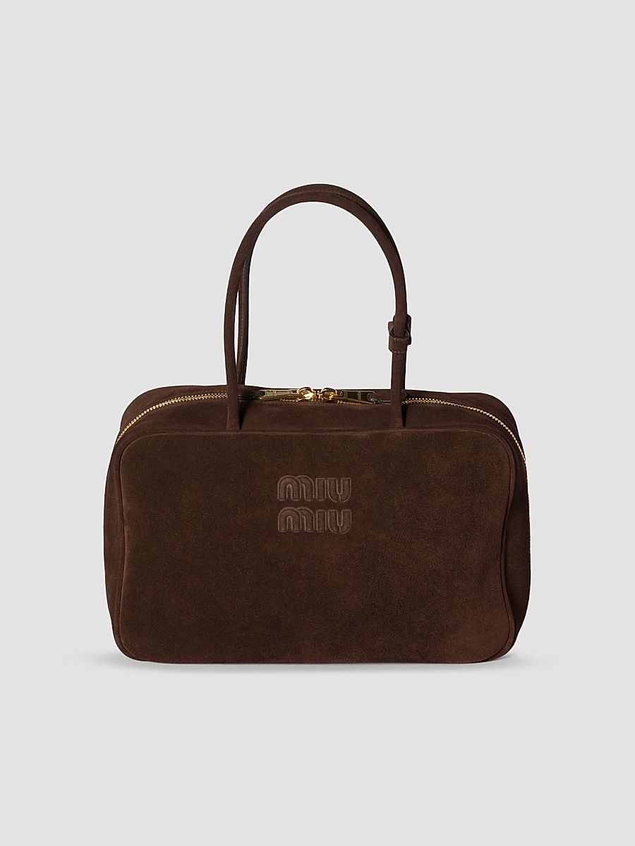 Miu Miu Women's Suede Beau Top Handle Bag - Brown