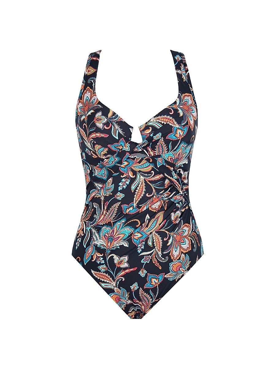 Women's Scotch Floral Enchant One-Piece Swimsuit - Black Multi - Size 12