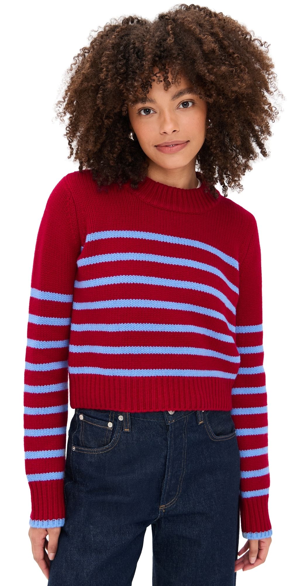 La Ligne Mini Marin Sweater Dark Red/Light Blue L