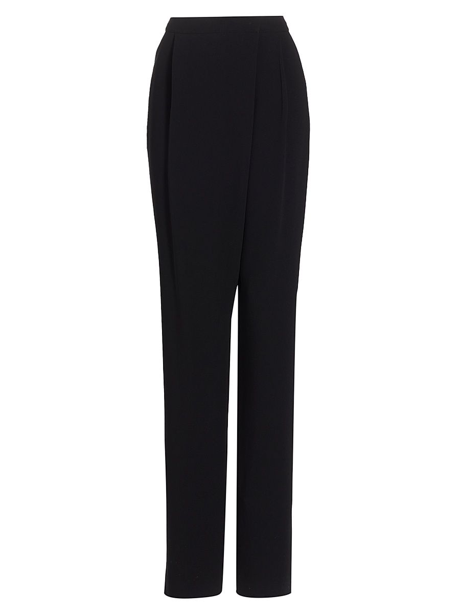 Women's Juliet Wrap-Front Straight-Leg Trousers - Black - Size 10