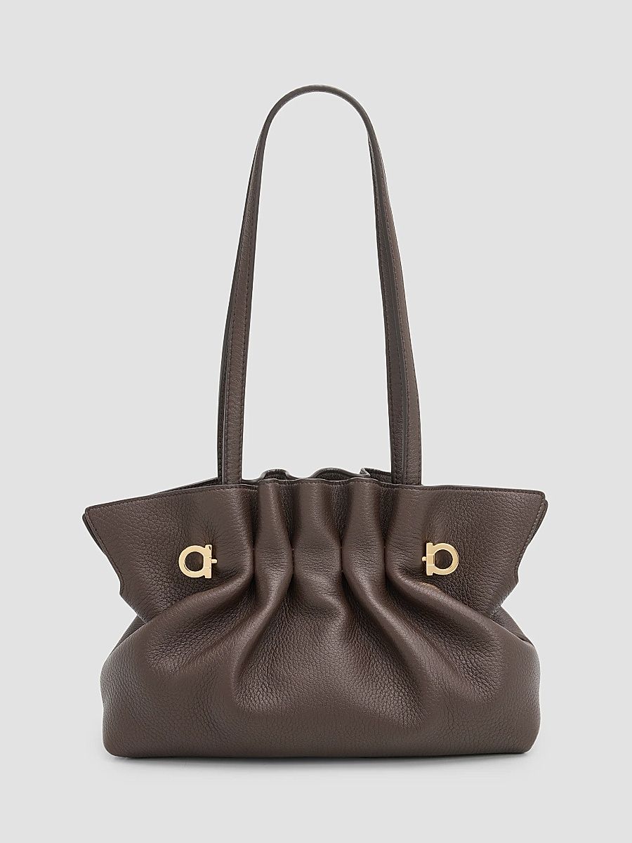 FERRAGAMO Women's Hug Leather Shoulder Bag - Brown