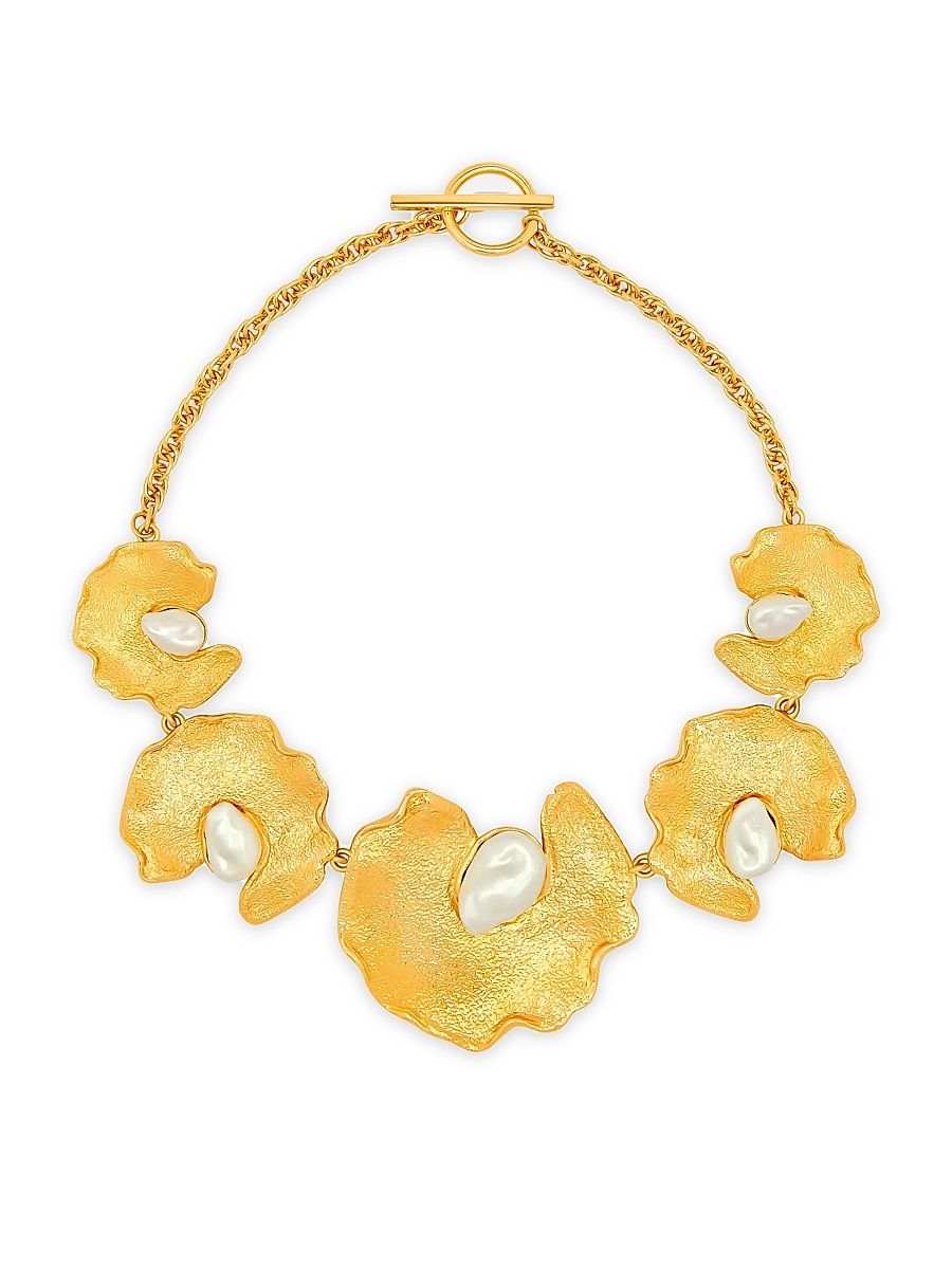 Women's Lilypad 24K-Gold-Plated & Resin Necklace - Pearl