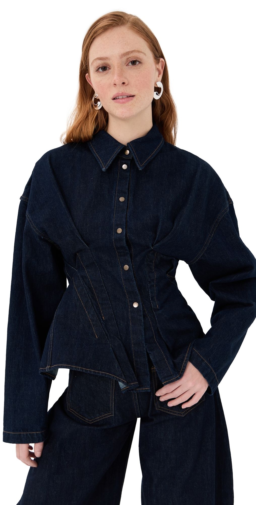 A. W.A. K.E. MODE Rinse Wash Denim Shirt Indigo Rinse Wash 40