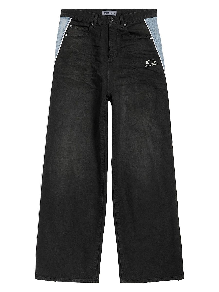 Men's Piping Detail Denim Jeans - Black - Size 30