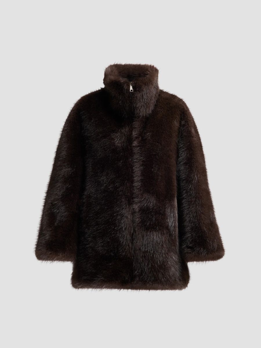 A. L.C. Women's Jade Faux-Fur Jacket - Aubergine Brown - Size XL