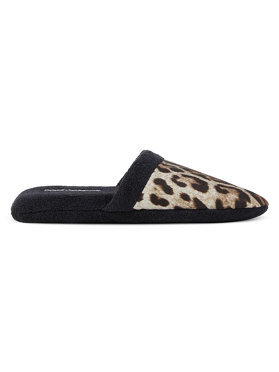 Women's Leopard Slippers - Black Multi - Size 7