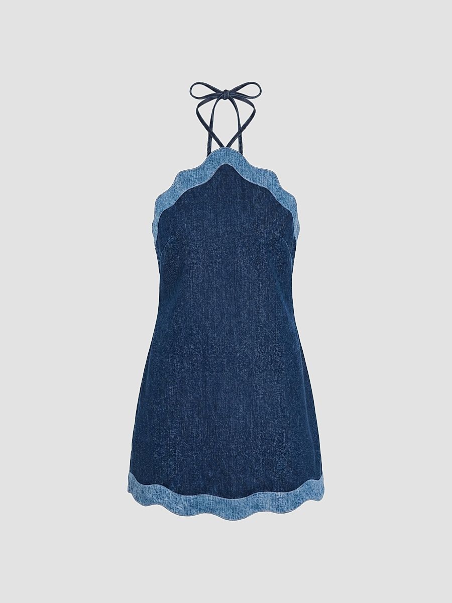 Women's Tasia Denim Halter Mini Dress - Montana Mix - Size Large