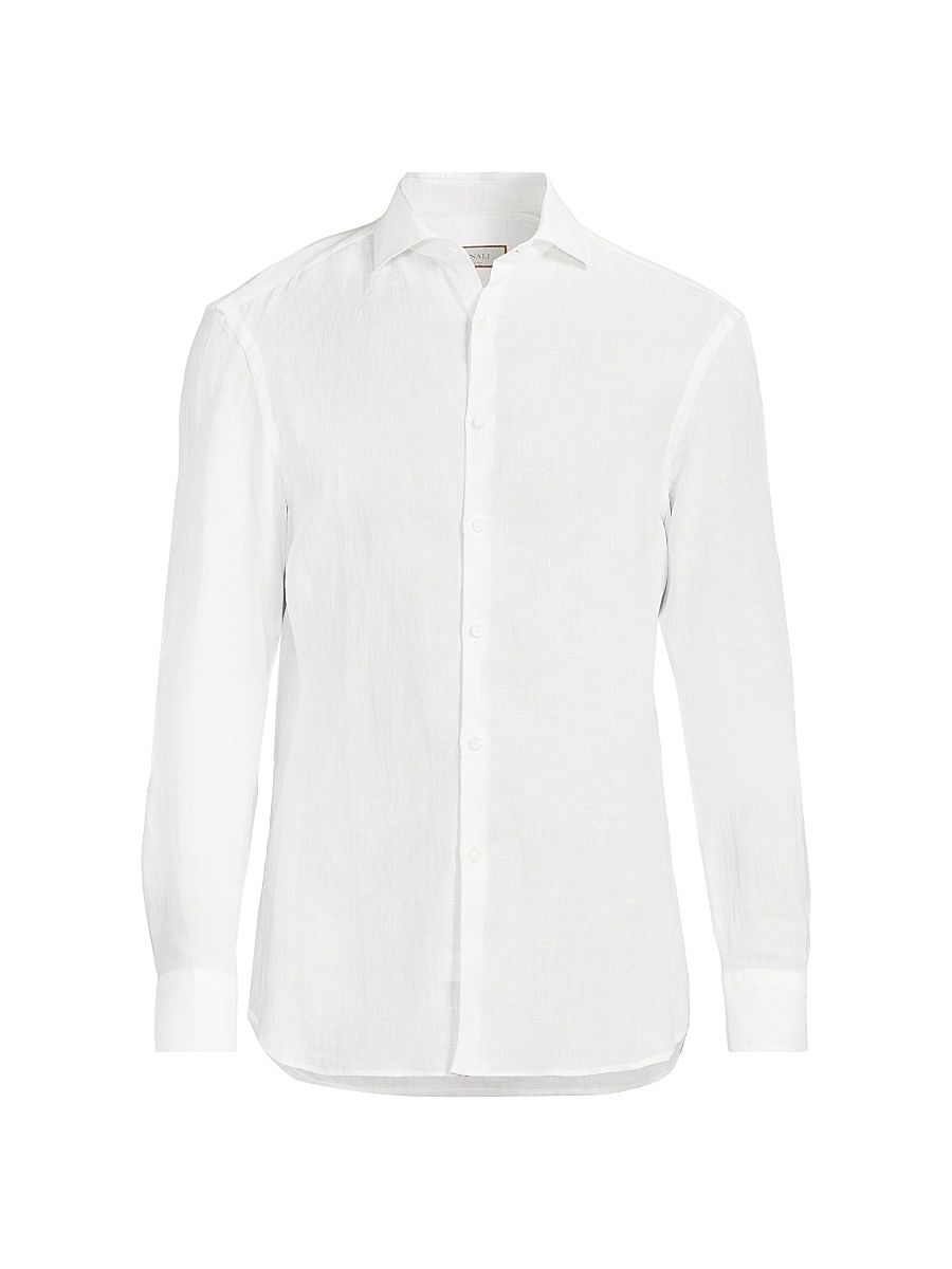 Men's Linen Sport Shirt - White - Size Small