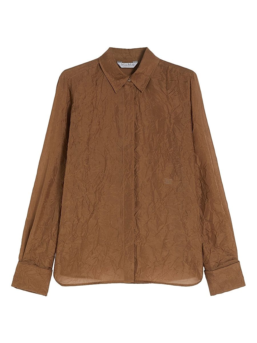Women's Silk Canvas Shirt - Hazelnut Brown - Size 12