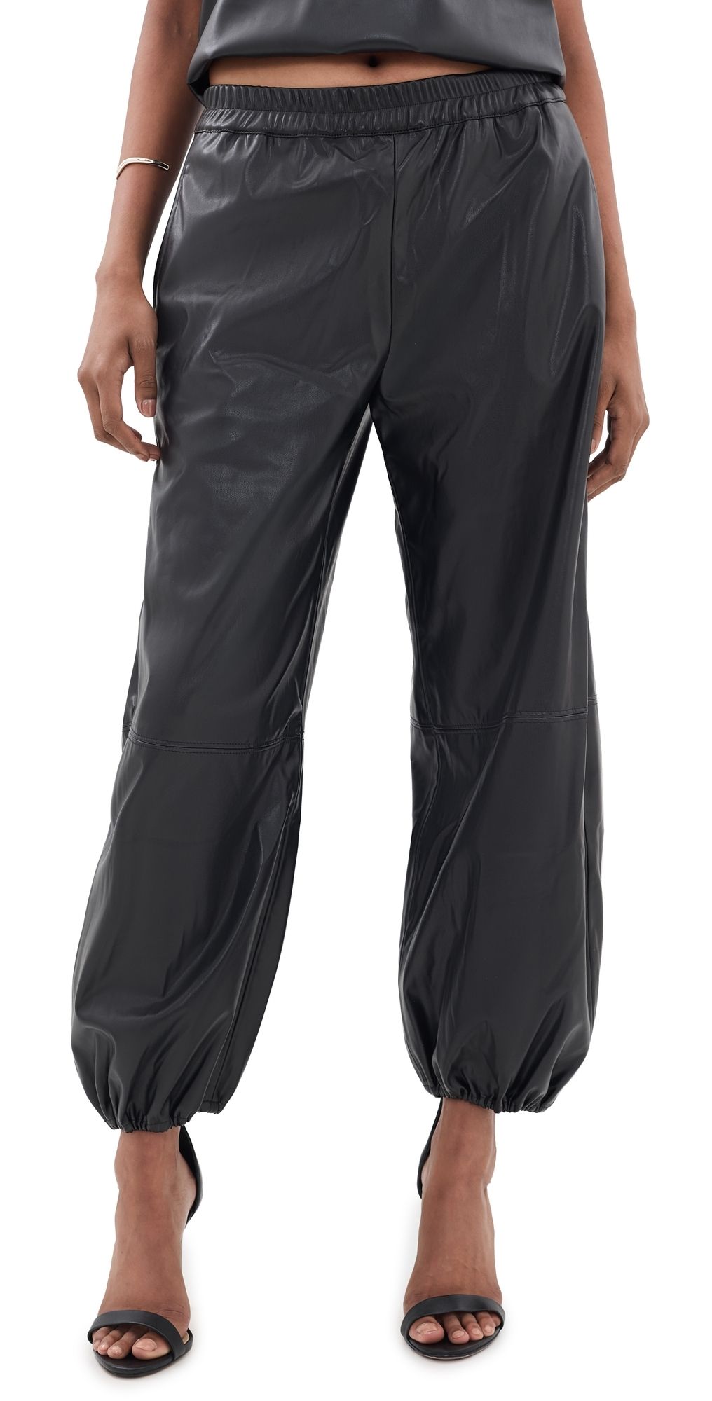 WAYF Camryn Faux Leather Balloon Pants Black XS