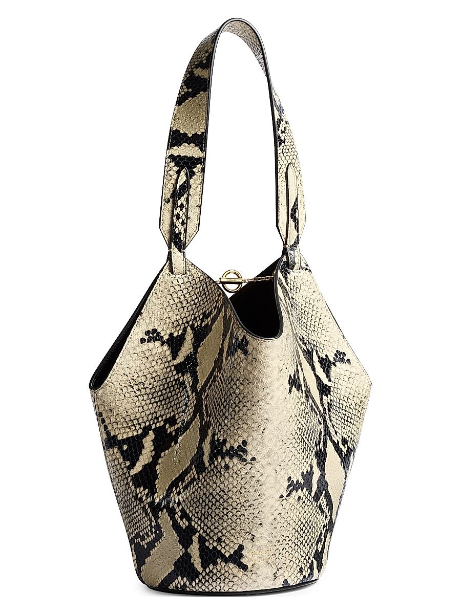 Women's Lotus Mini Python-Embossed Leather Tote Bag - Natural