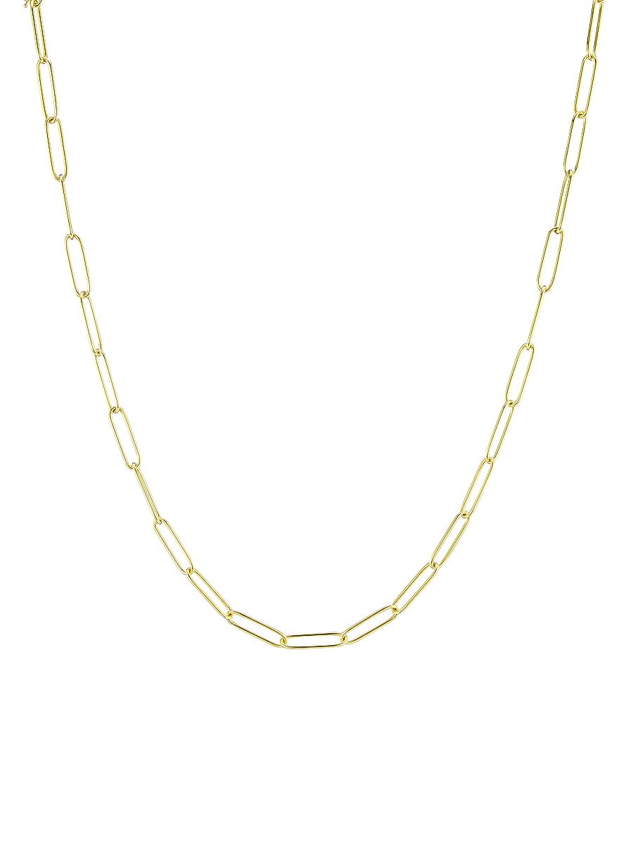 Women's 18K Yellow Gold Paper Clip Link Necklace/18" - Gold
