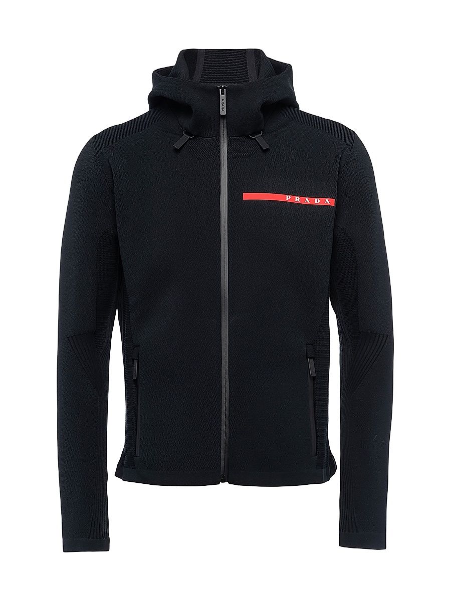 Men's Techno Piqué Hoodie - Black - Size Small