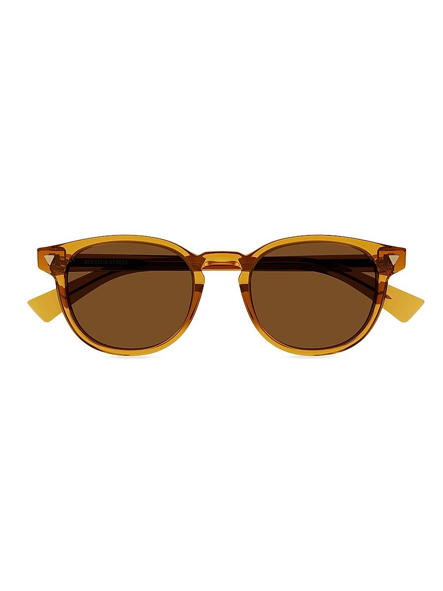 Men's Triangle Stud 50MM Round Sunglasses - Yellow