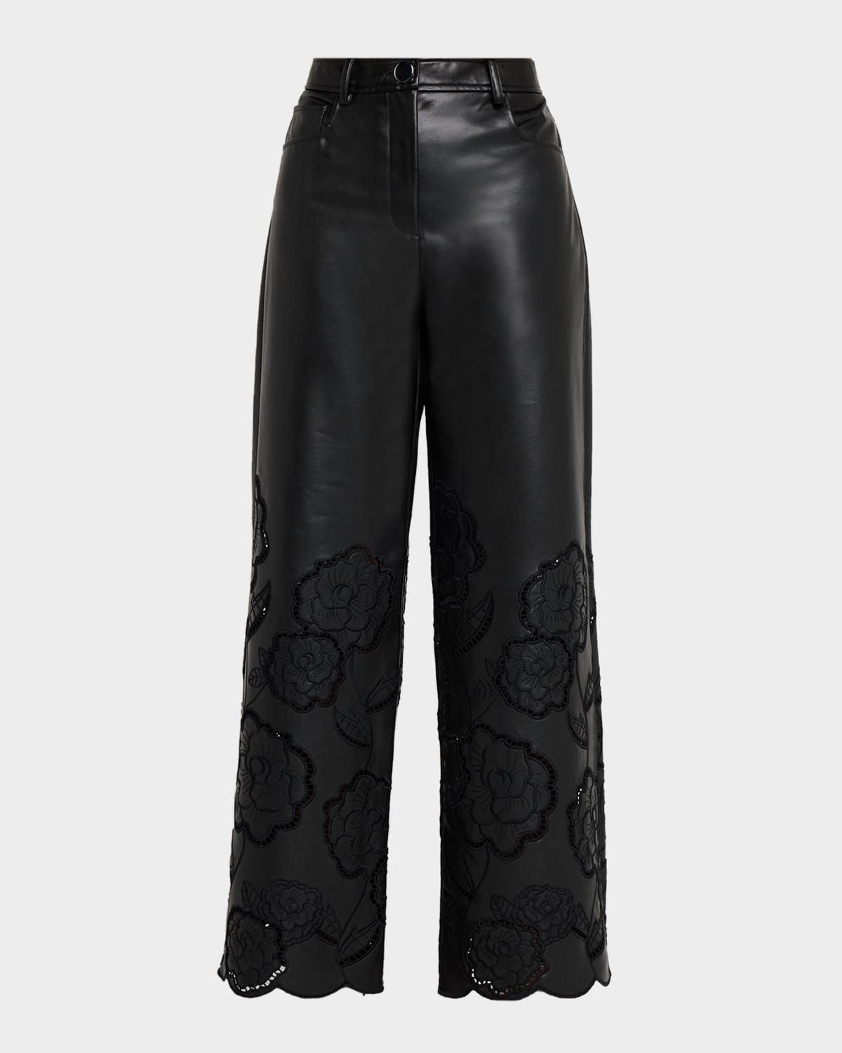 Shawn Embroidered Faux Leather Pants