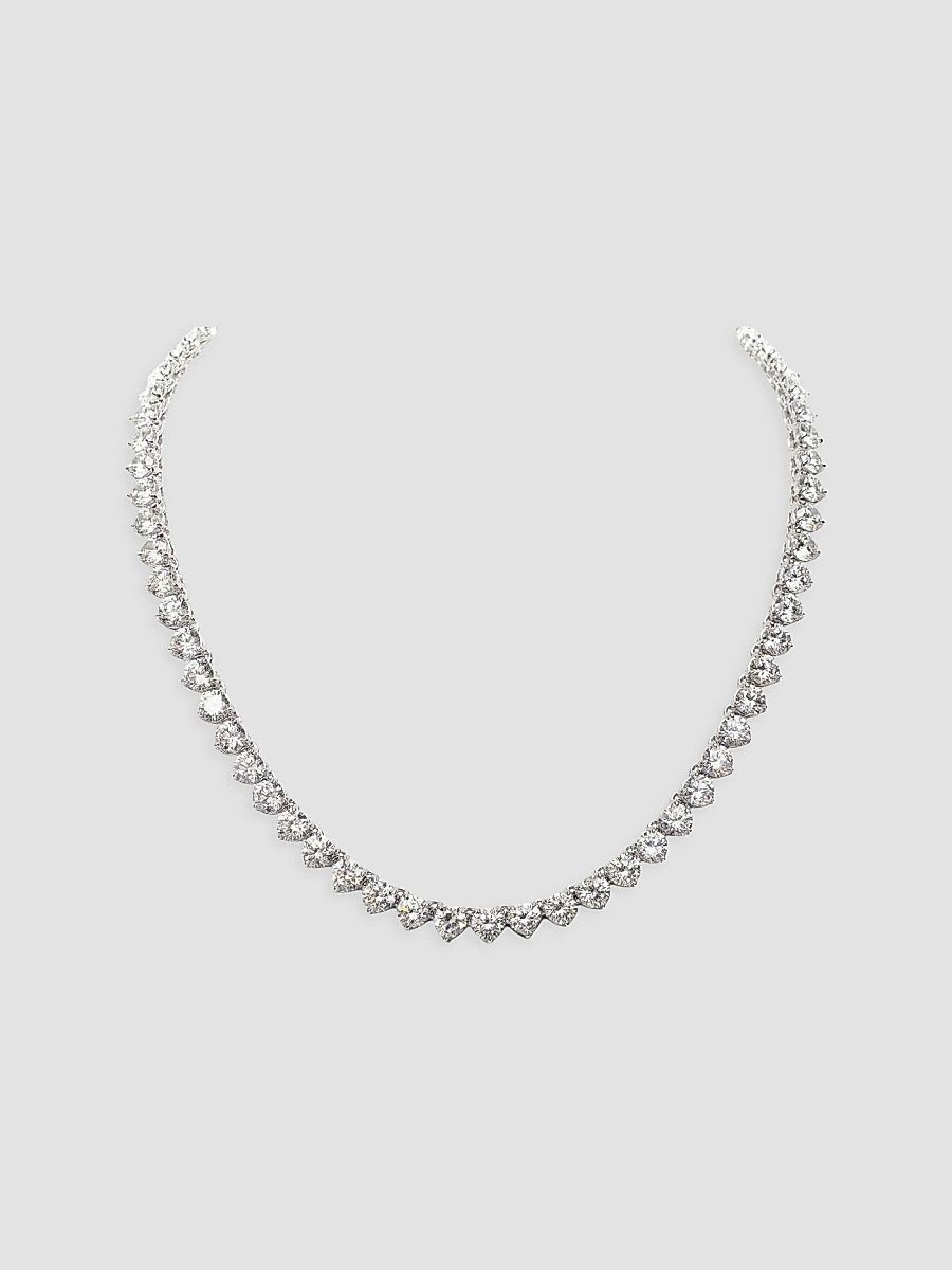 Women's Sterling Silver & 24.00 TCW Cubic Zirconia Tennis Necklace - White